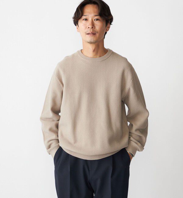 SHIPS「SHIPS:〈洗濯機可能〉SOLOTEX(R) コットン ピケ クルーネック ニット」|ニット・セーター|