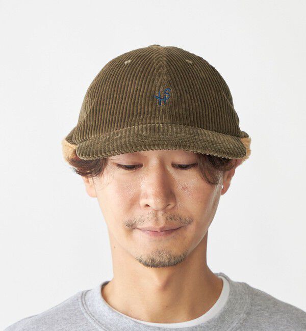 SHIPS「【WEB限定】SHIPS: ワンポイント ロゴ 刺繍 コーデュロイ ボア オーバーフィット キャップ」|キャップ・キャスケット|