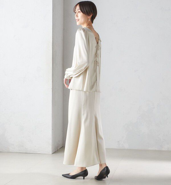 SHIPS for women「【SHIPS別注】troisiemeCHACO:〈手洗い可能〉サテン リボン ブラウス（セレモニー対応可）」|シャツ・ブラウス|