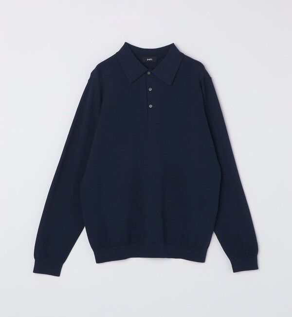 SHIPS「SHIPS:〈手洗い可能/抗菌防臭〉16ゲージ インレイ ロングスリーブ ポロニット」|ニット・セーター|