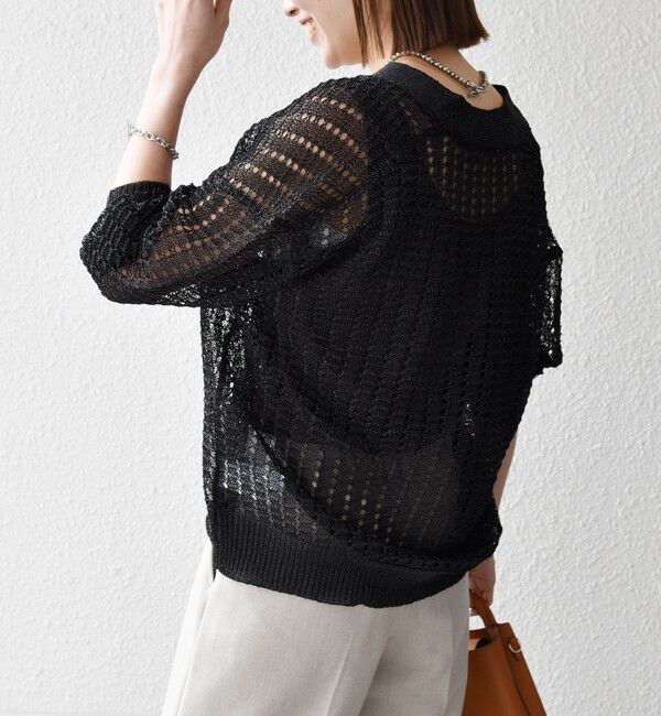 SHIPS any「《一部追加予約》SHIPS any:〈手洗い可能〉ギマ ワイド Vネック シアー カーディガン」|カーディガン|