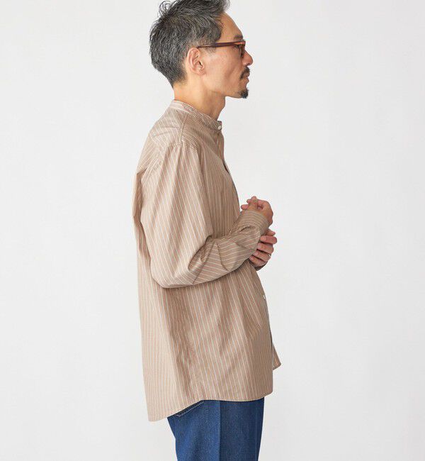 SHIPS「SHIPS: 100S バンドカラー ストライプ シャツ」|シャツ・ブラウス|