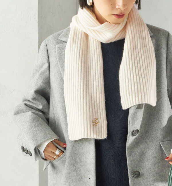 SHIPS for women「細幅 刺繍 ニット マフラー」|マフラー|オフホワイト