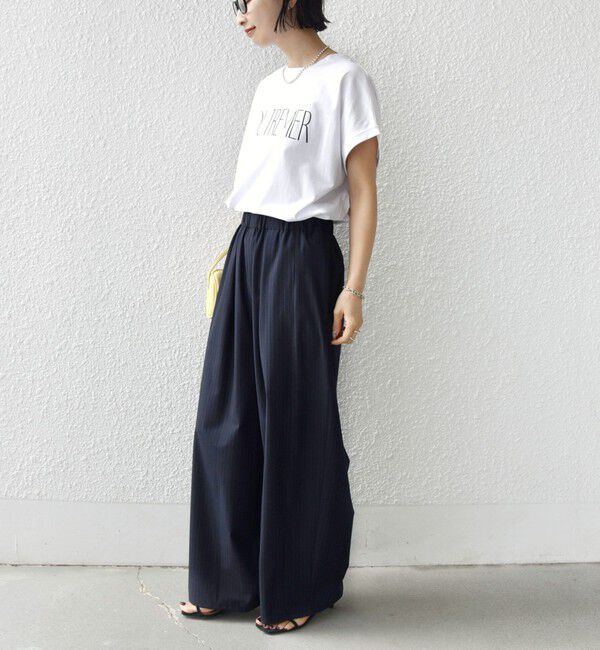 SHIPS for women「《一部追加予約》メルティ コットン プリント ロゴ ショート スリーブ Tシャツ」|Tシャツ・カットソー|