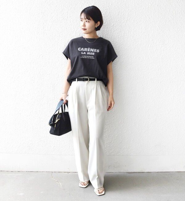 SHIPS for women「《一部追加予約》メルティ コットン プリント ロゴ ショート スリーブ Tシャツ」|Tシャツ・カットソー|