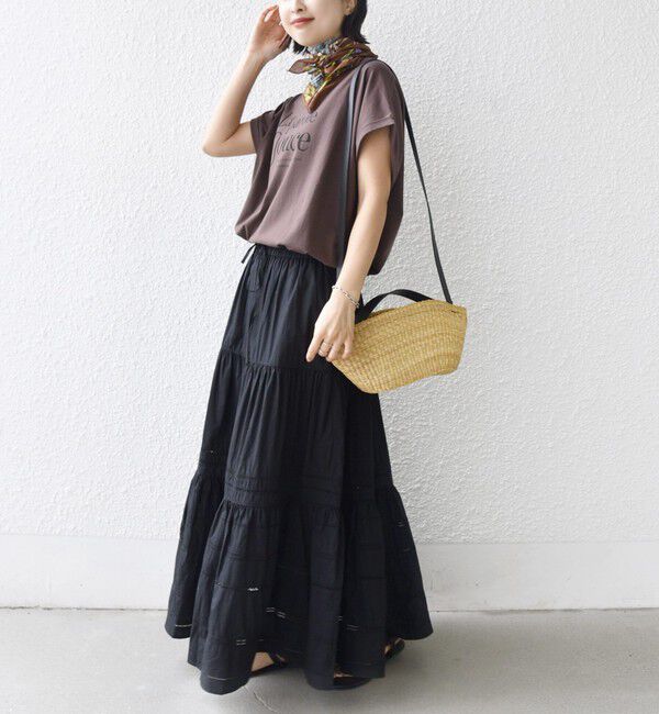 SHIPS for women「《一部追加予約》メルティ コットン プリント ロゴ ショート スリーブ Tシャツ」|Tシャツ・カットソー|