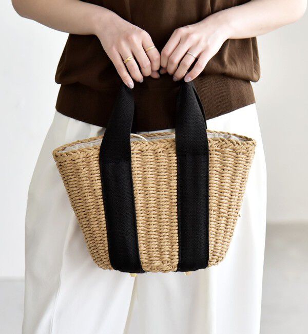 quaranciel「quaranciel: バイカラー テープハンドル ペーパー トート バッグ」|トートバッグ|