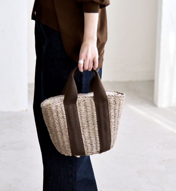 quaranciel「quaranciel: バイカラー テープハンドル ペーパー トート バッグ」|トートバッグ|