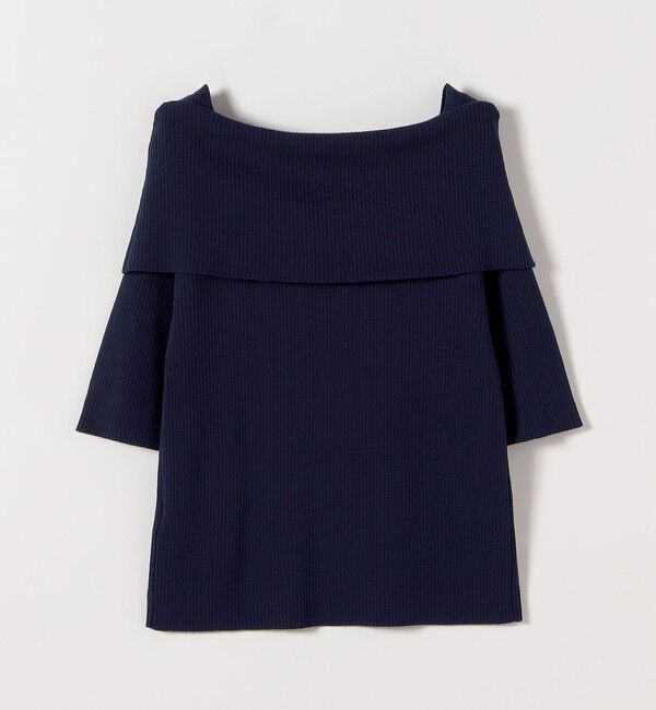 quaranciel「《予約》quaranciel:〈洗濯機可能〉オフショルダー ハーフスリーブ リブ ニット」|ニット・セーター|