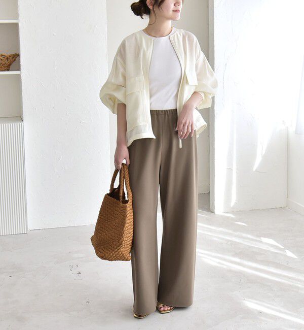 quaranciel「《予約》quaranciel:〈手洗い可能〉バイアス ストレッチ イージー ワイド パンツ」|その他|