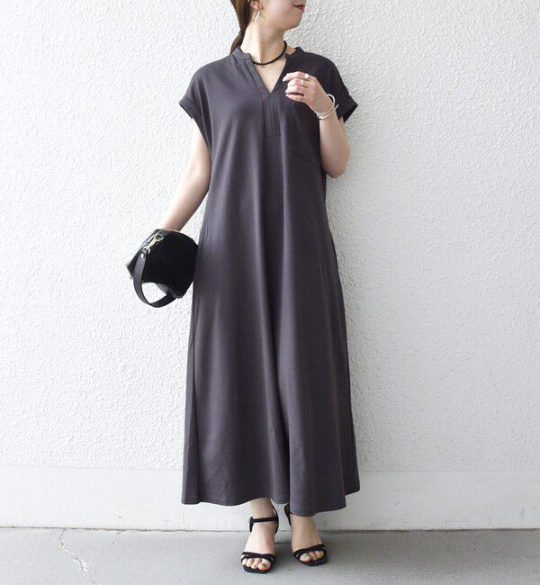 SHIPS any「《予約》SHIPS any:〈接触冷感/汗染み防止加工/洗濯機可能〉スキッパー Aライン ワンピース」|ワンピース|