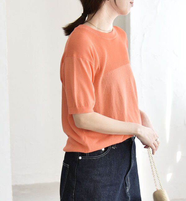 quaranciel「《予約》quaranciel:〈接触冷感/手洗い可能〉コンパクト シアー ニット TEE」|ニット・セーター|