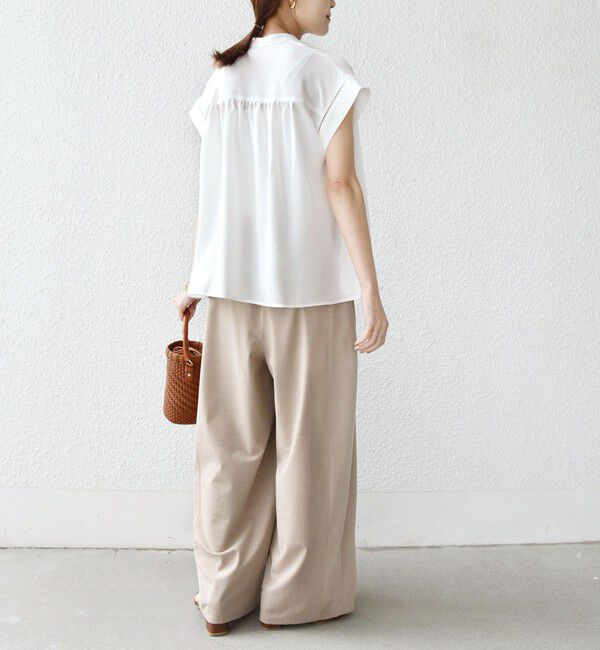 SHIPS for women「《予約》【WEB限定】〈手洗い可能〉ストレッチ ジョーゼット プリーツ スキッパー ブラウス」|シャツ・ブラウス|