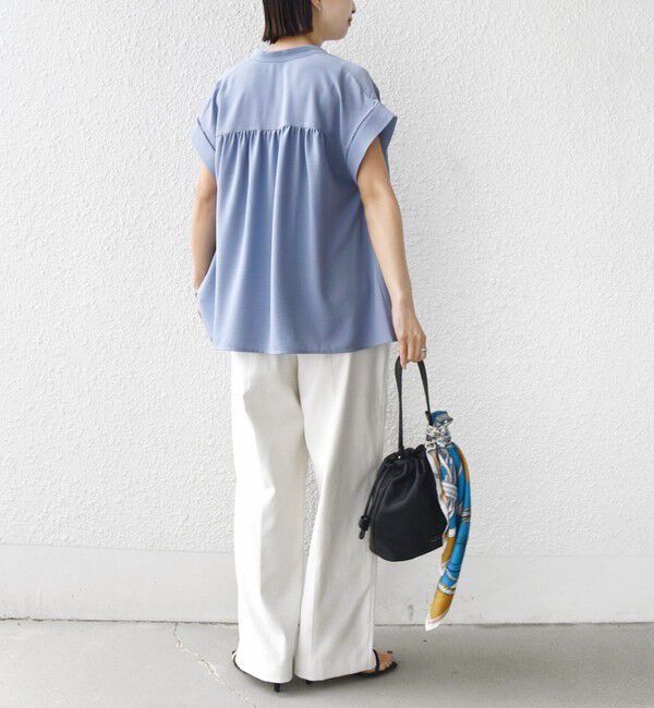 SHIPS for women「《予約》【WEB限定】〈手洗い可能〉ストレッチ ジョーゼット プリーツ スキッパー ブラウス」|シャツ・ブラウス|