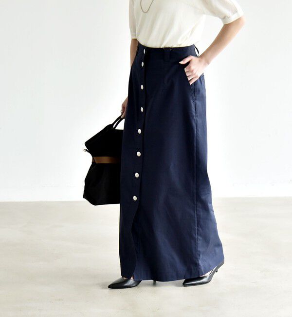 quaranciel「《予約》quaranciel:〈洗濯機可能〉フロントボタン Iライン タイト スカート」|スカート|