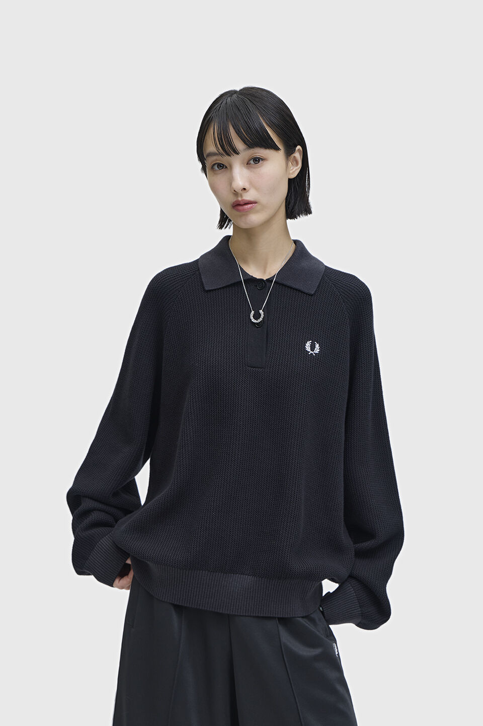 FRED PERRY 「Textured Knitted Shirt」|ポロシャツ|BLACK