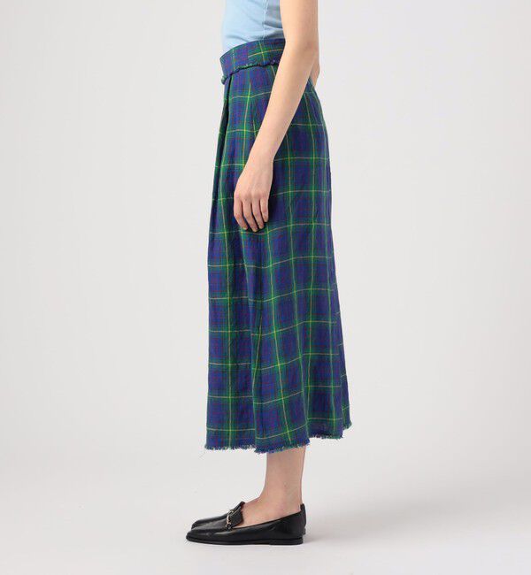 MACPHEE「アイリッシュリネン タックフレアロングスカート」|フレア|