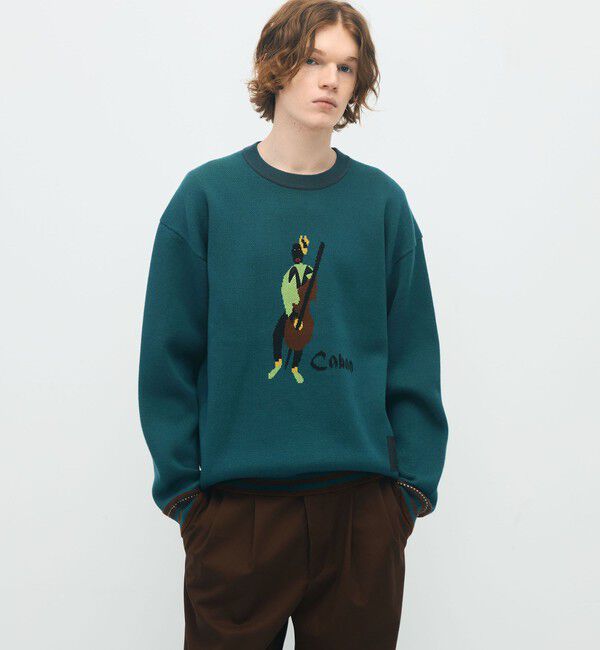 CABaN「CABaN コットンカシミヤジャカード JAZZ WOODBASE クルーネックプルオーバー」|ニット・セーター|