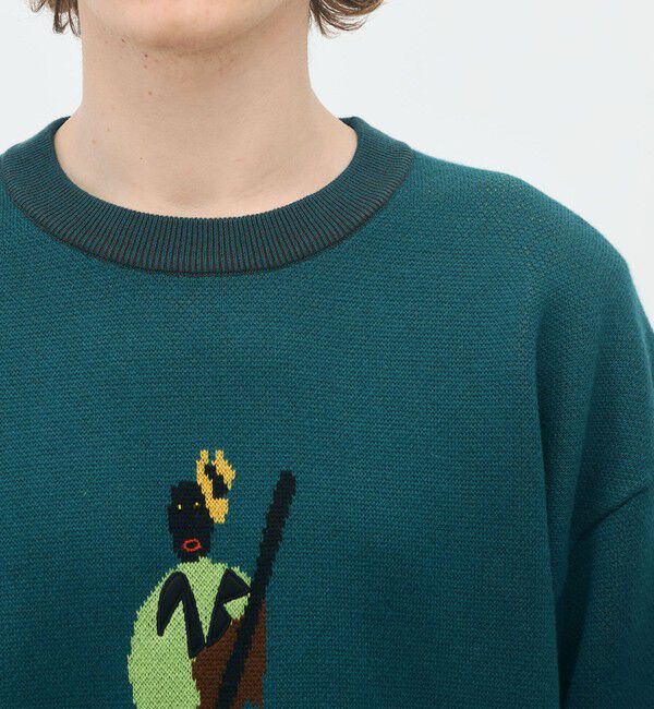 CABaN「CABaN コットンカシミヤジャカード JAZZ WOODBASE クルーネックプルオーバー」|ニット・セーター|