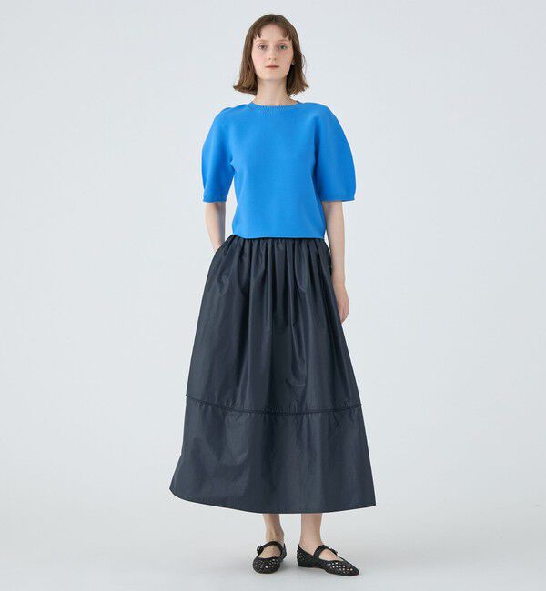 MACPHEE「クリスピータフタ ギャザーマキシスカート」|フレア|