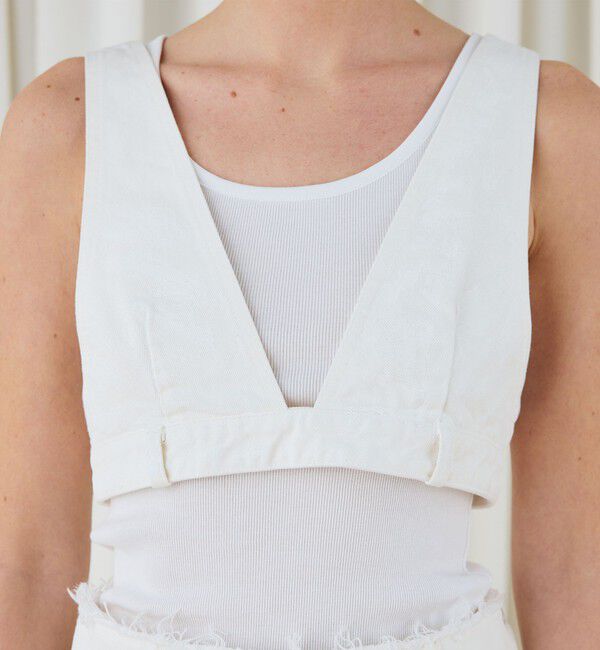 DES PRES「ペインティングホワイトデニム ブラレット付きマキシスカート」|タイト|