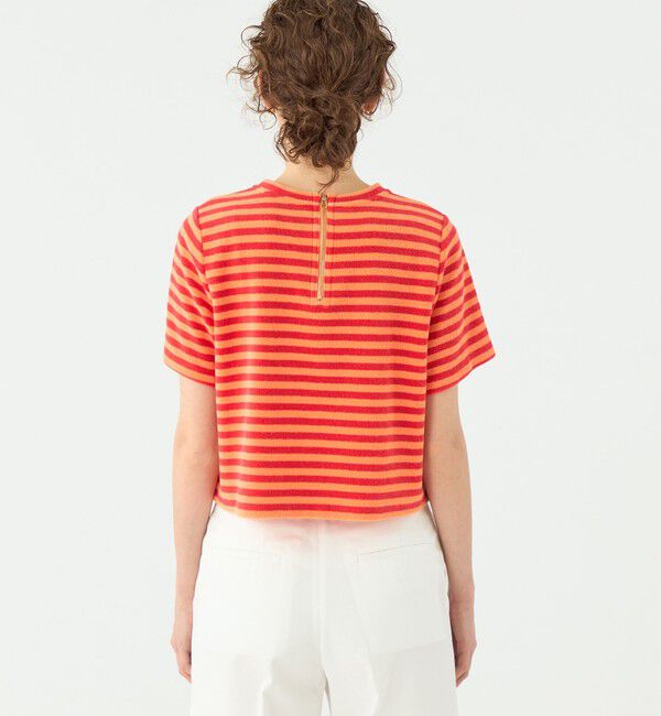 TOMORROWLAND collection「パイルボーダー ハーフスリーブプルオーバー」|Tシャツ・カットソー|