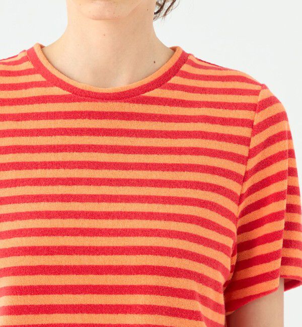 TOMORROWLAND collection「パイルボーダー ハーフスリーブプルオーバー」|Tシャツ・カットソー|