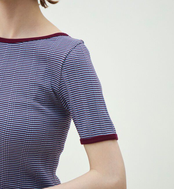 MACPHEE「シルキーボーダー ボートネックプルオーバー」|Tシャツ・カットソー|