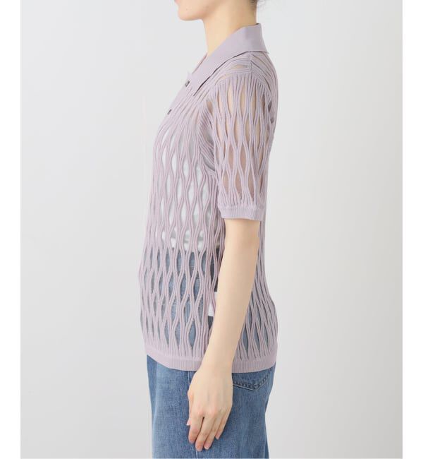  「TAAKK WAVEFORM MESH POLO KNIT TA26SS-KN065：ニット」|ニット・セーター|