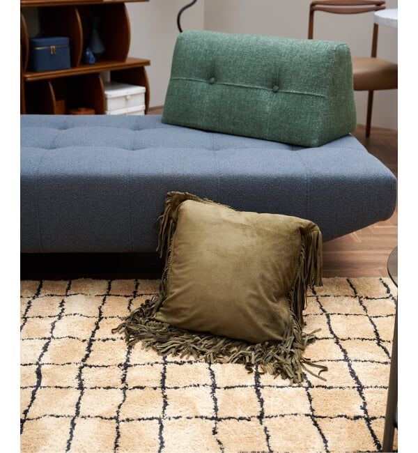 journal standard Furniture「SUEDE FRINGE CUSHION　クッションカバー45cm」|クッション・クッションカバー|カーキ