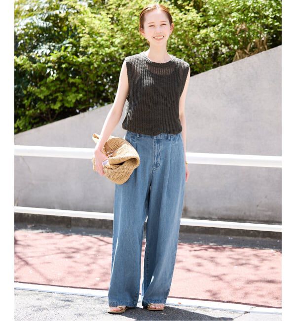 SLOBE IENA「《4サイズ展開/追加3》LEDENIM TUCK TROUSERデニム」|デニム|