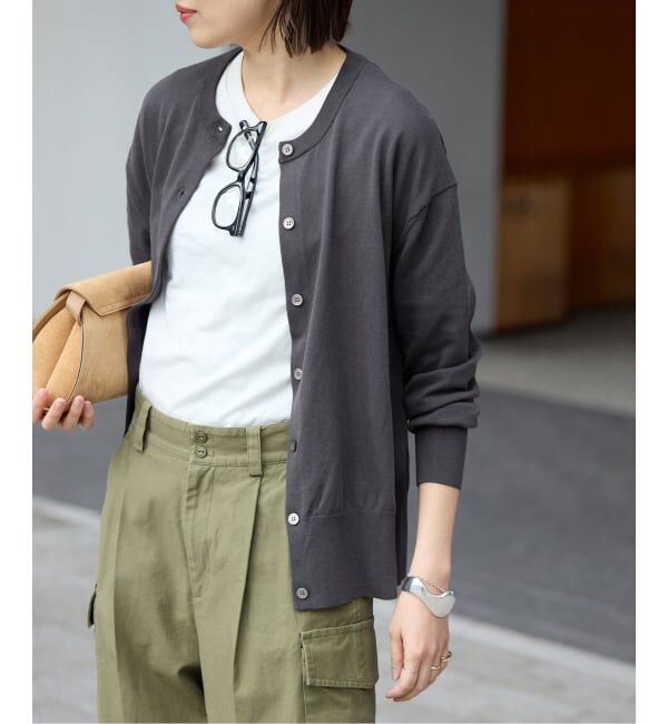 SLOBE IENA「《シリーズあり》コットンキュプラクルーネックカーディガン」|カーディガン|