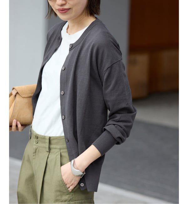 SLOBE IENA「《シリーズあり》コットンキュプラクルーネックカーディガン」|カーディガン|