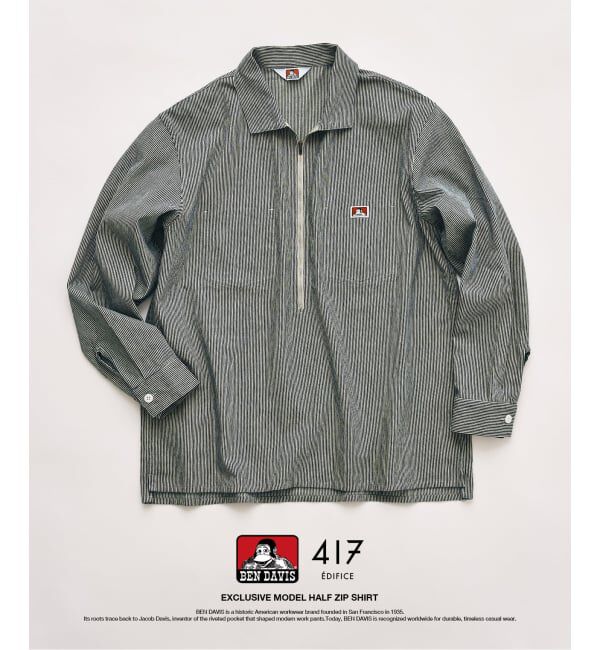417 EDIFICE「【BEN DAVIS / ベンデイビス】417別注 Half Zip Shirt」|シャツ・ブラウス|ブルー A
