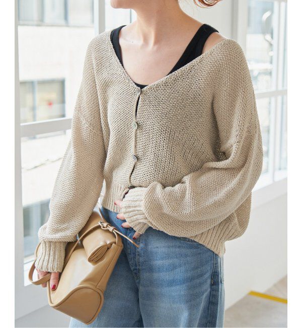 Spick and Span「ペーパーヤーンVネックカーディガン」|カーディガン|