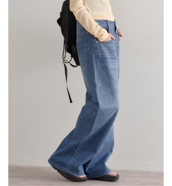 U by SPICK&SPAN「グリッタールーズバギーデニム」|デニム|