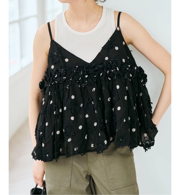 Spick and Span「《追加》crinkle crinkle crinkle 別注3D embroidery dot camisole*」|キャミソール|