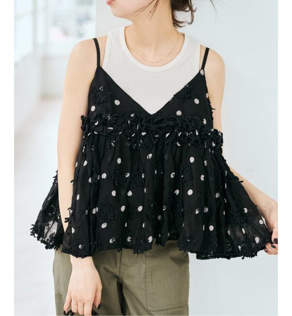 Spick and Span「《追加》crinkle crinkle crinkle 別注3D embroidery dot camisole*」|キャミソール|