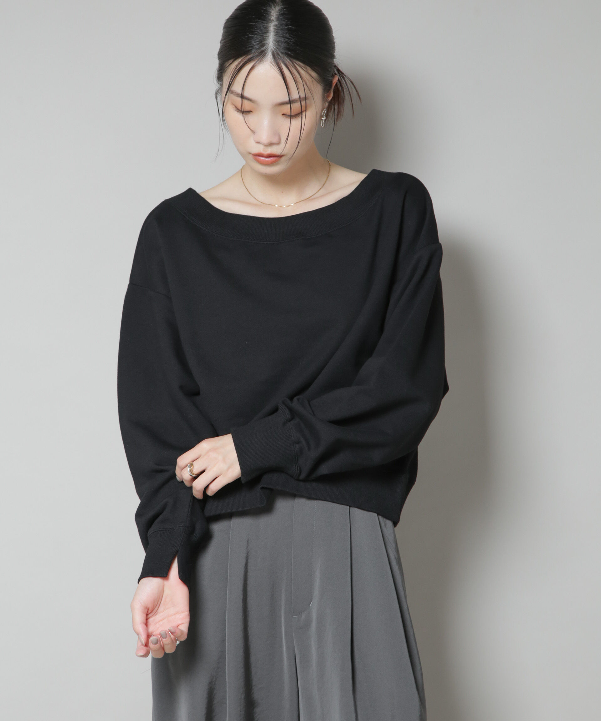 nano･universe「ワイドボートネックスウェットトップス」|Tシャツ・カットソー|