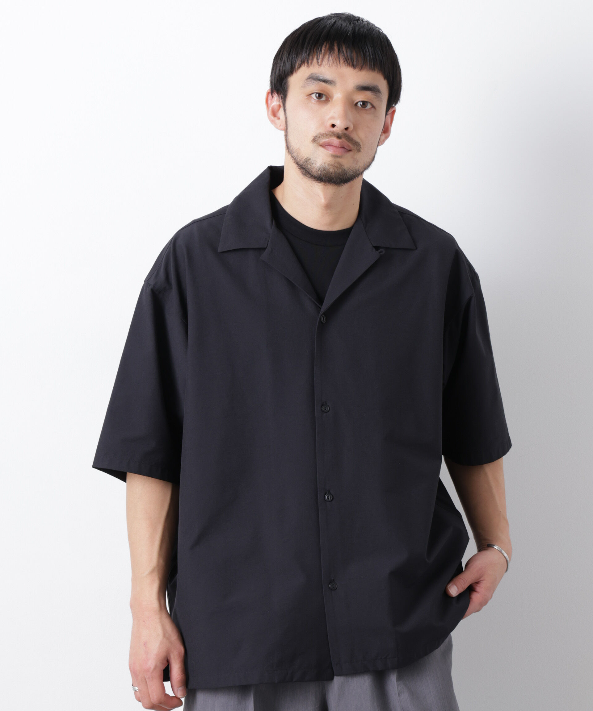 nano･universe「ストレッチワイド オープンカラーシャツ 半袖」|シャツ・ブラウス|