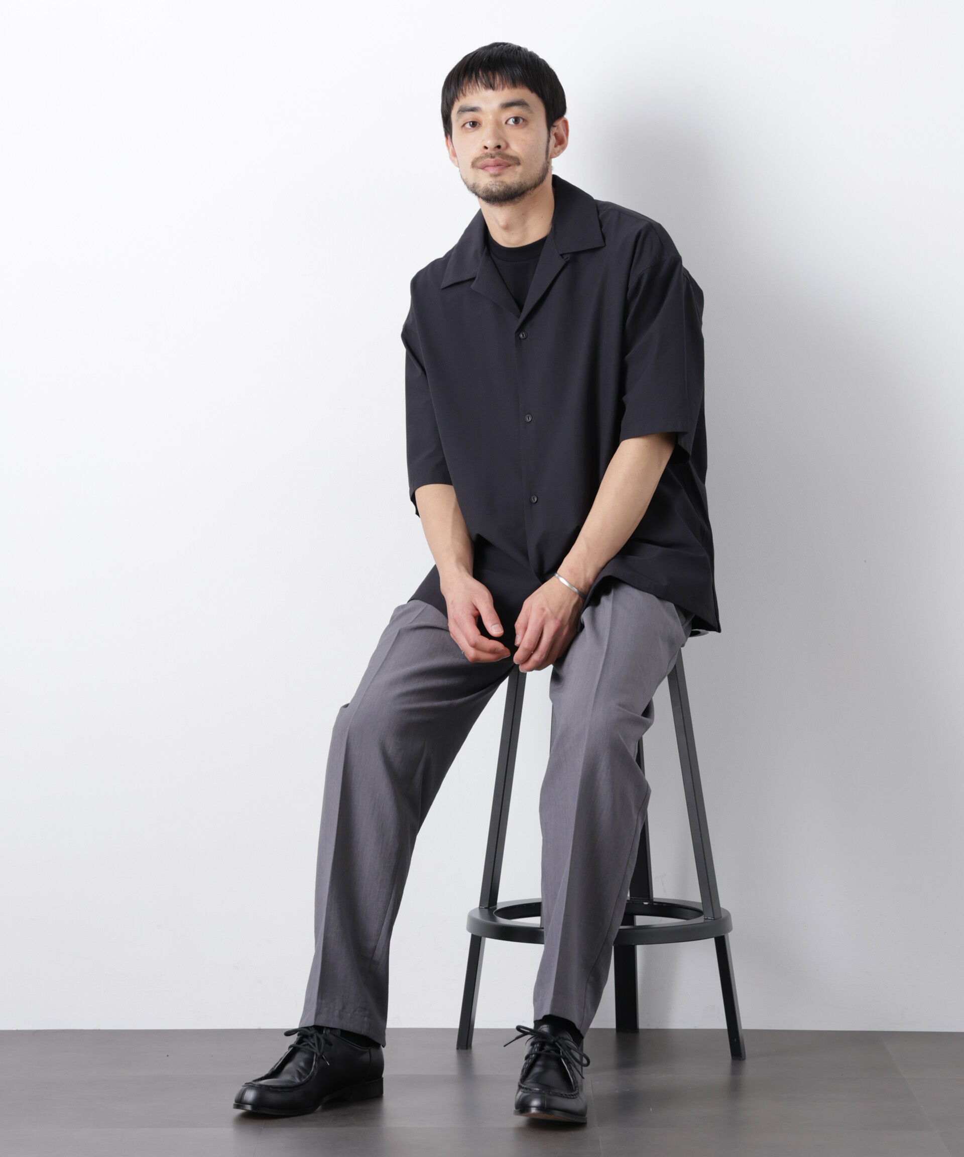 nano･universe「ストレッチワイド オープンカラーシャツ 半袖」|シャツ・ブラウス|