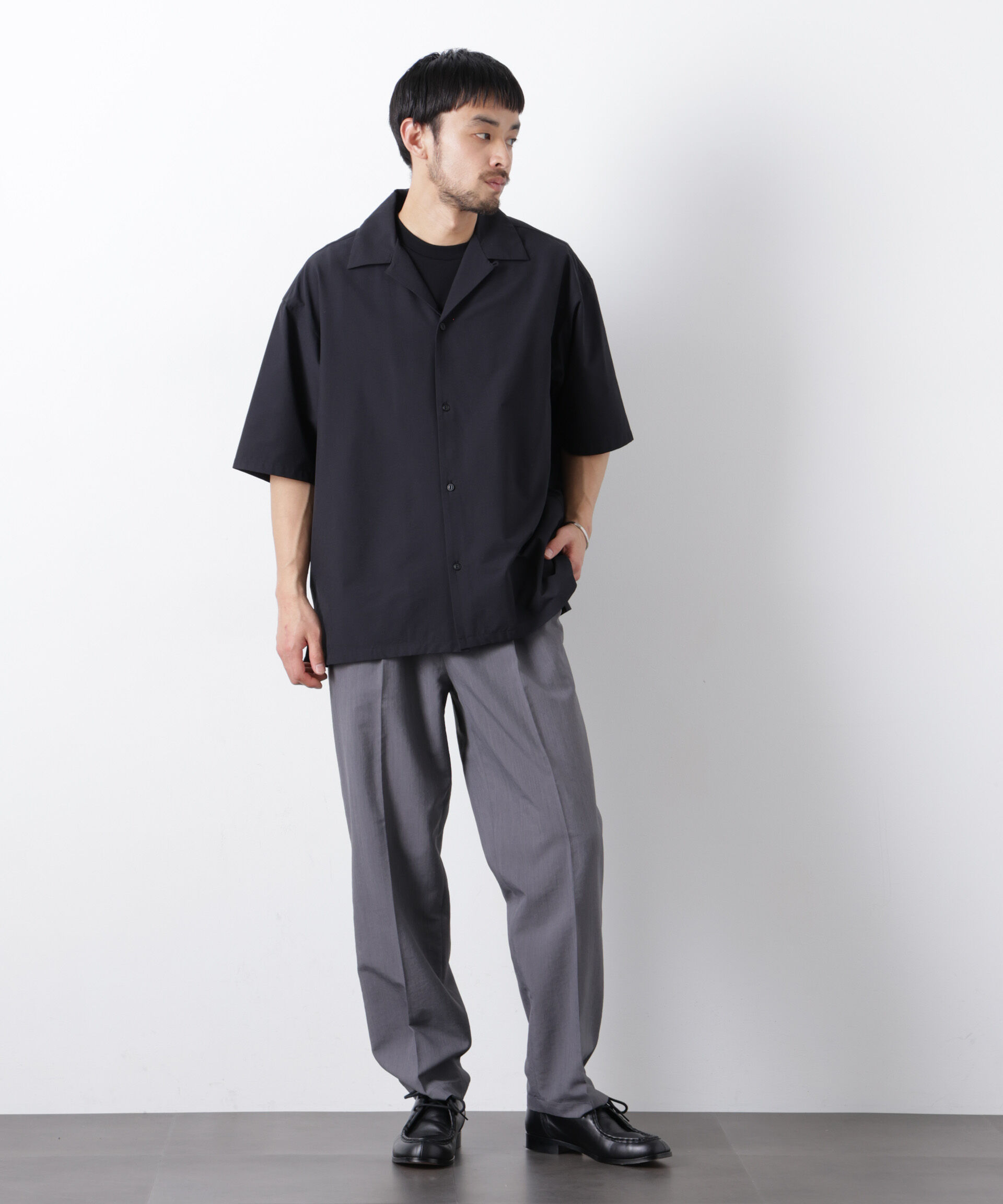 nano･universe「ストレッチワイド オープンカラーシャツ 半袖」|シャツ・ブラウス|