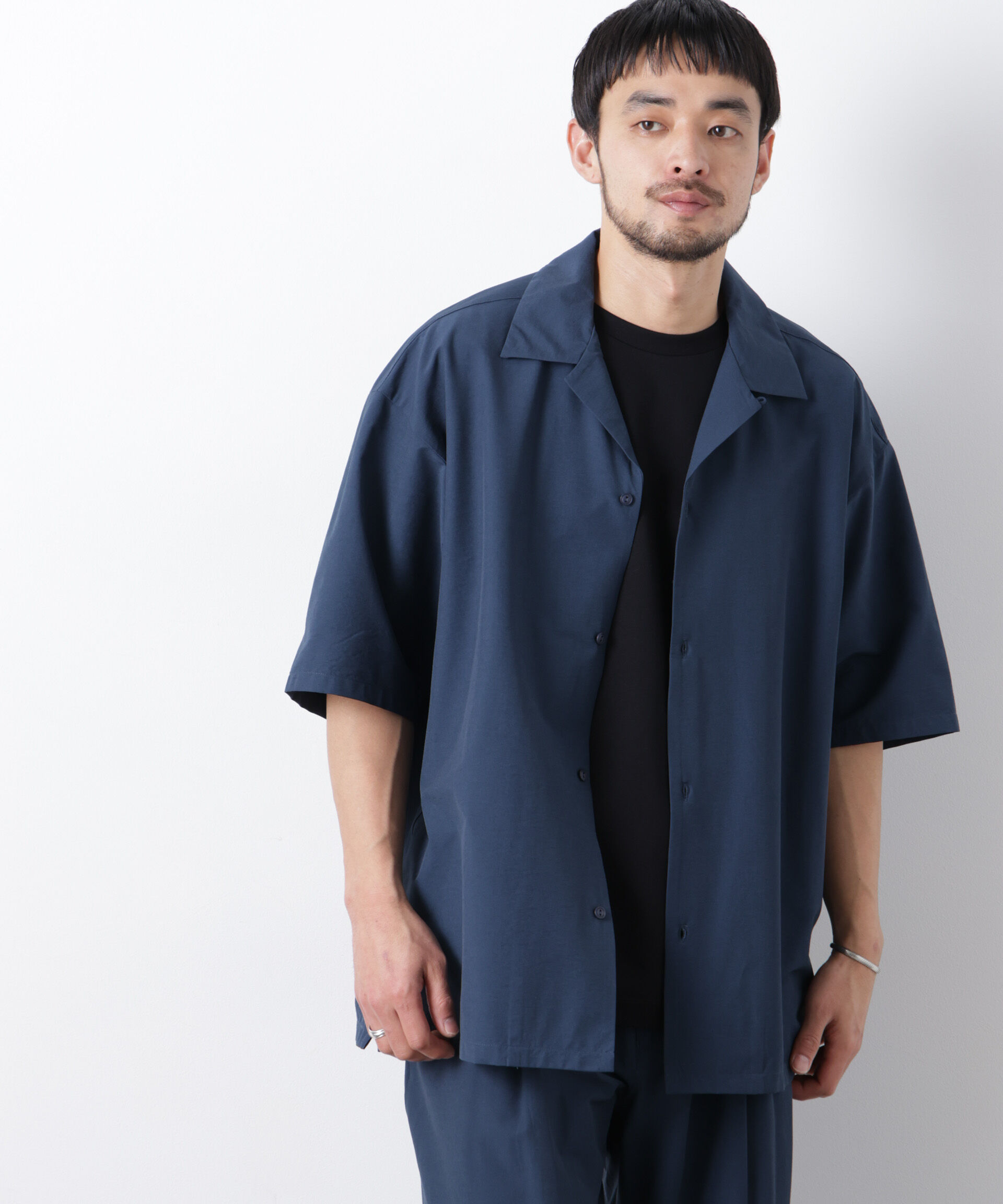 nano･universe「ストレッチワイド オープンカラーシャツ 半袖」|シャツ・ブラウス|