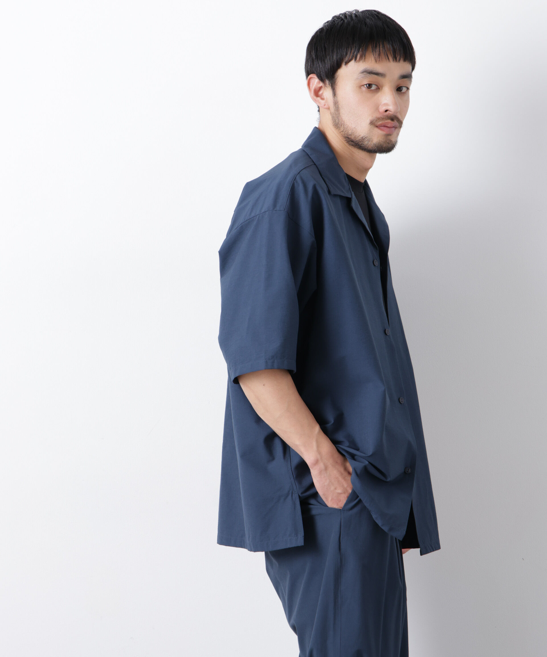 nano･universe「ストレッチワイド オープンカラーシャツ 半袖」|シャツ・ブラウス|