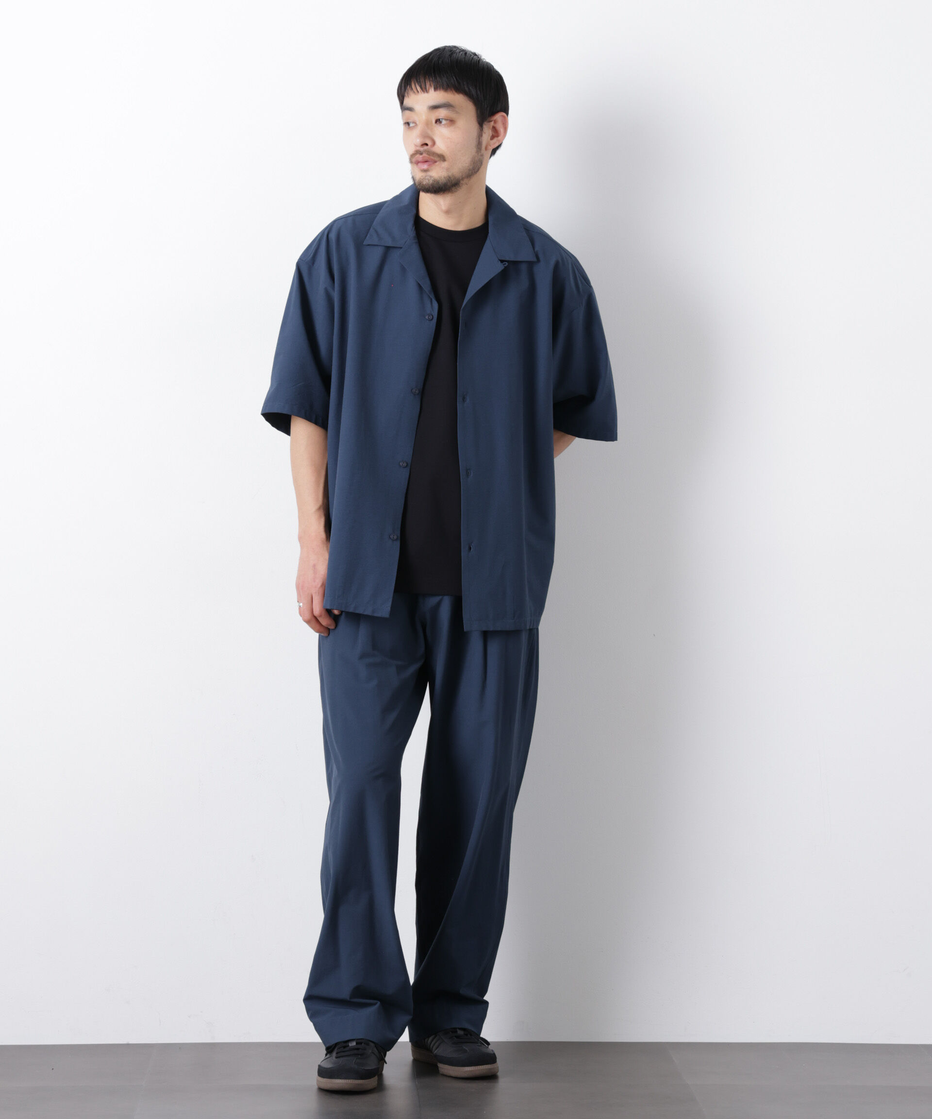 nano･universe「ストレッチワイド オープンカラーシャツ 半袖」|シャツ・ブラウス|