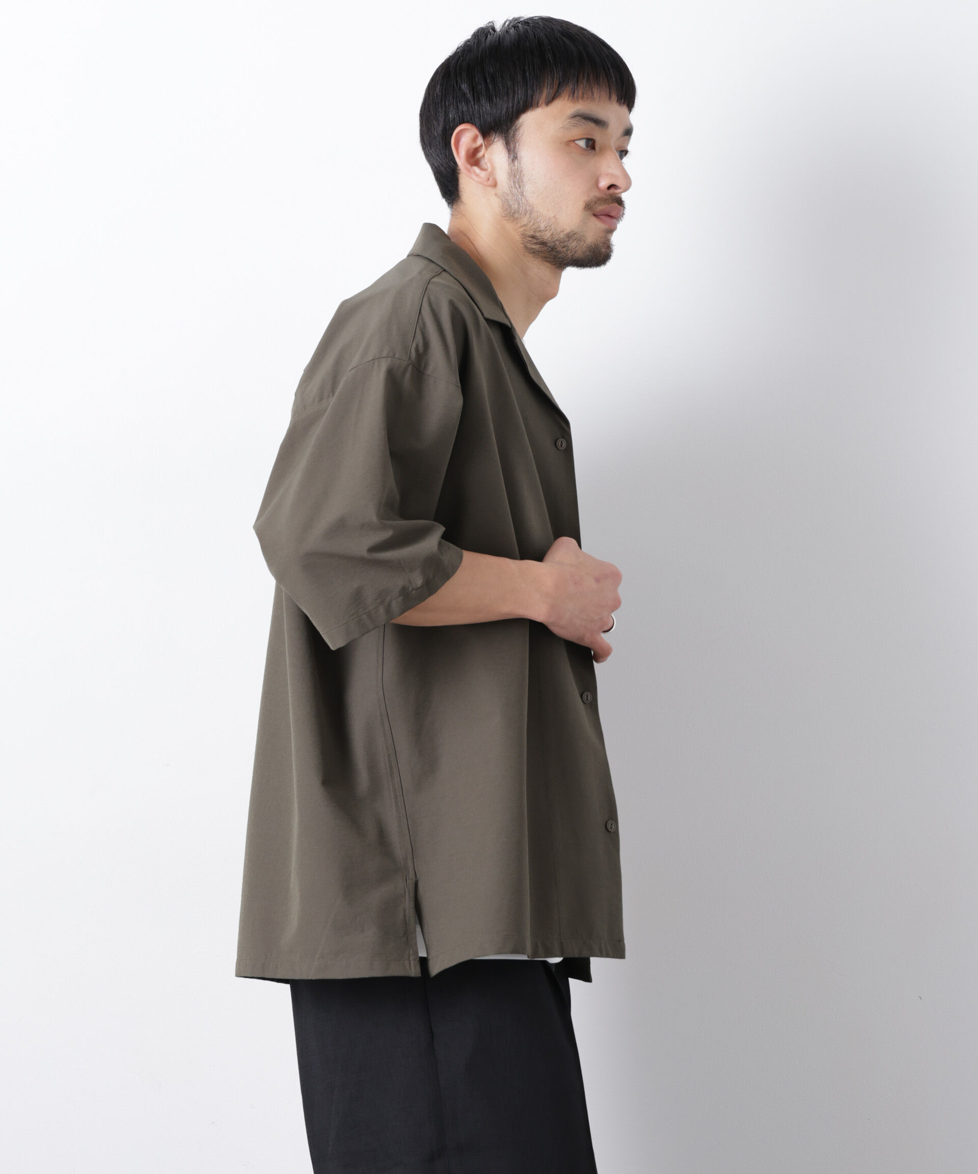 nano･universe「ストレッチワイド オープンカラーシャツ 半袖」|シャツ・ブラウス|