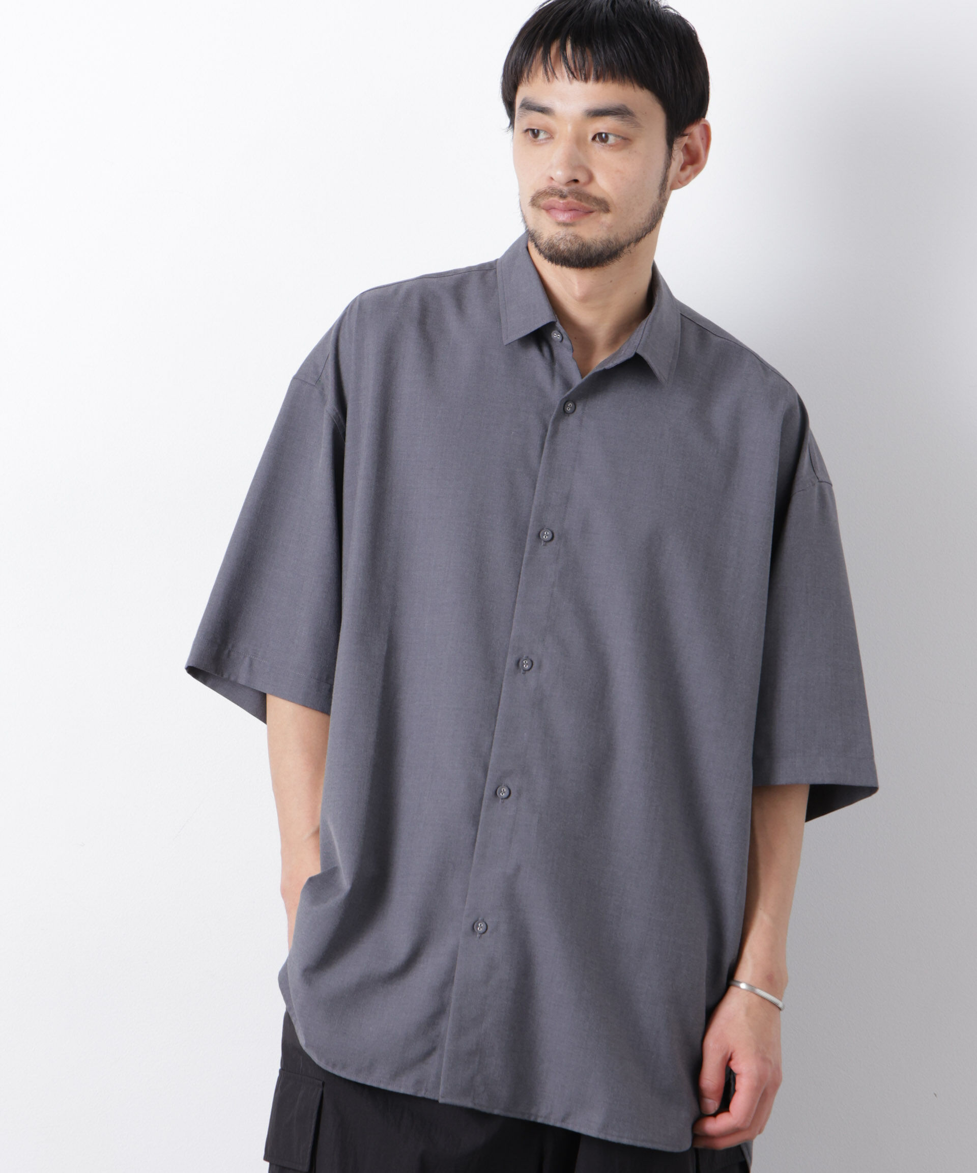 nano･universe「ビッグドレープシャツ 半袖」|シャツ・ブラウス|