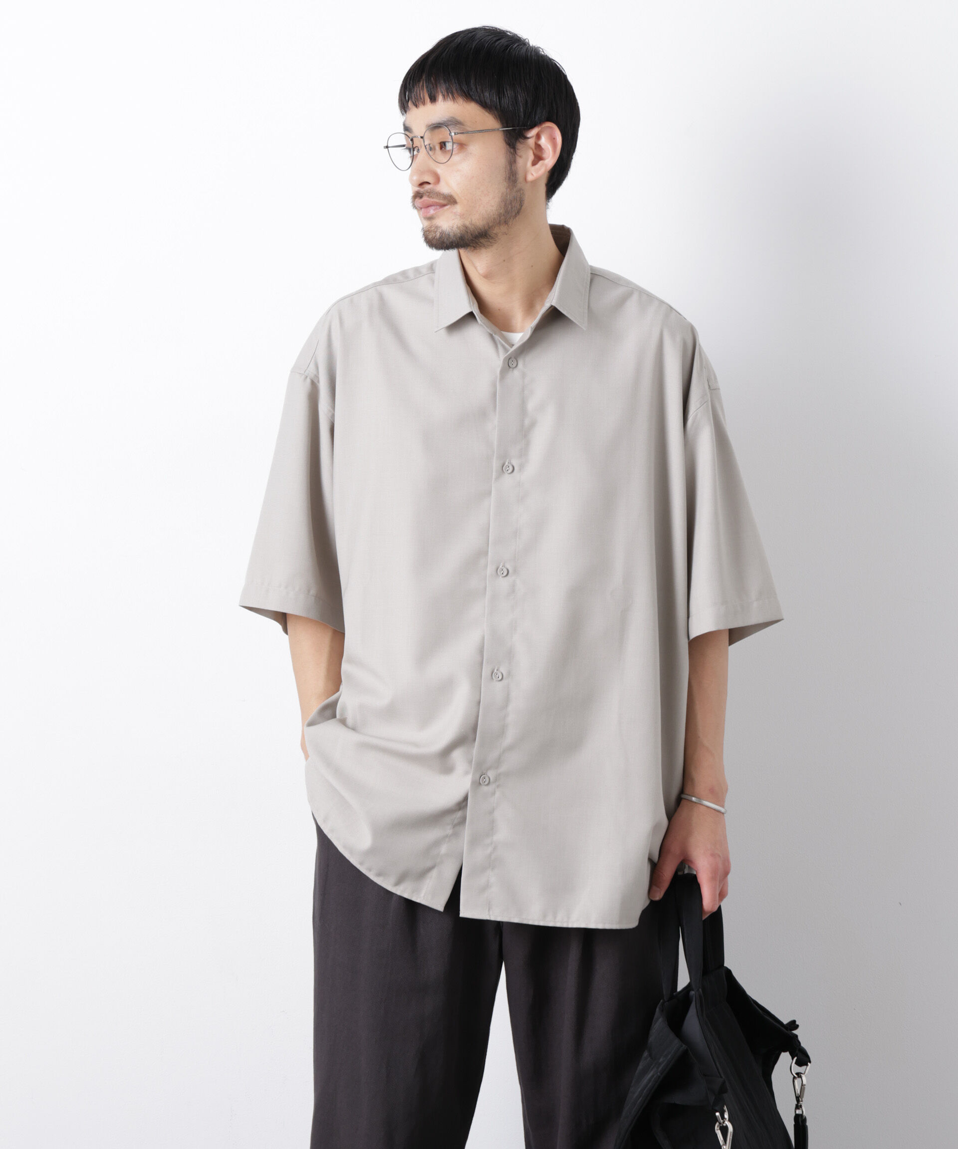 nano･universe「ビッグドレープシャツ 半袖」|シャツ・ブラウス|