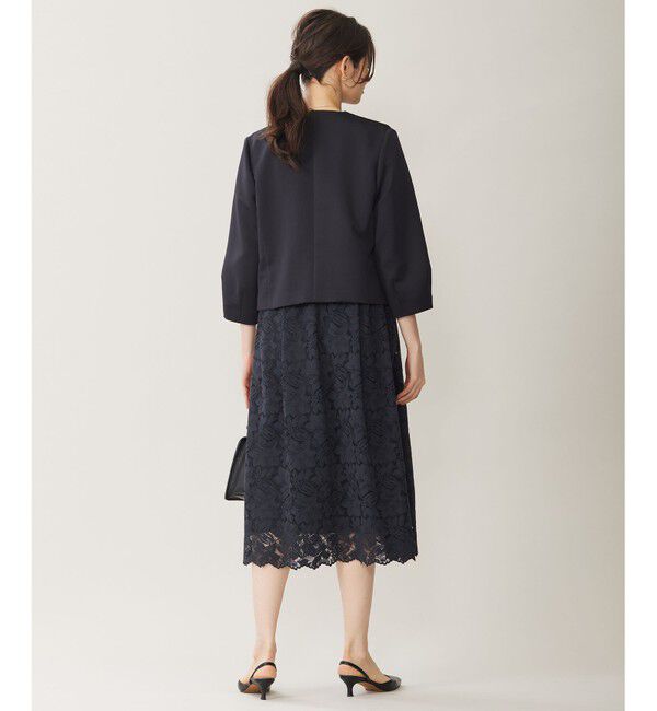 自由区「【洗える】グログランパフスリーブ ジャケット」|ノーカラージャケット|