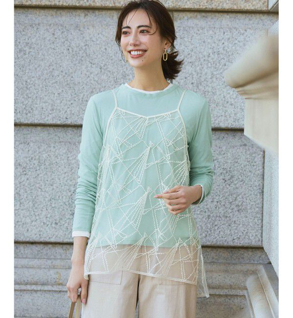 23区「刺繍レース キャミソール」|キャミソール|アイボリー系